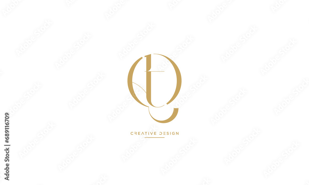 Alphabet letters icon logo TQ or QT Alphabet letters icon logo TQ or QT