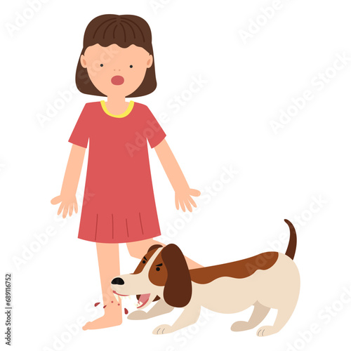 dog bite kid. rabies virus infection from dog concept