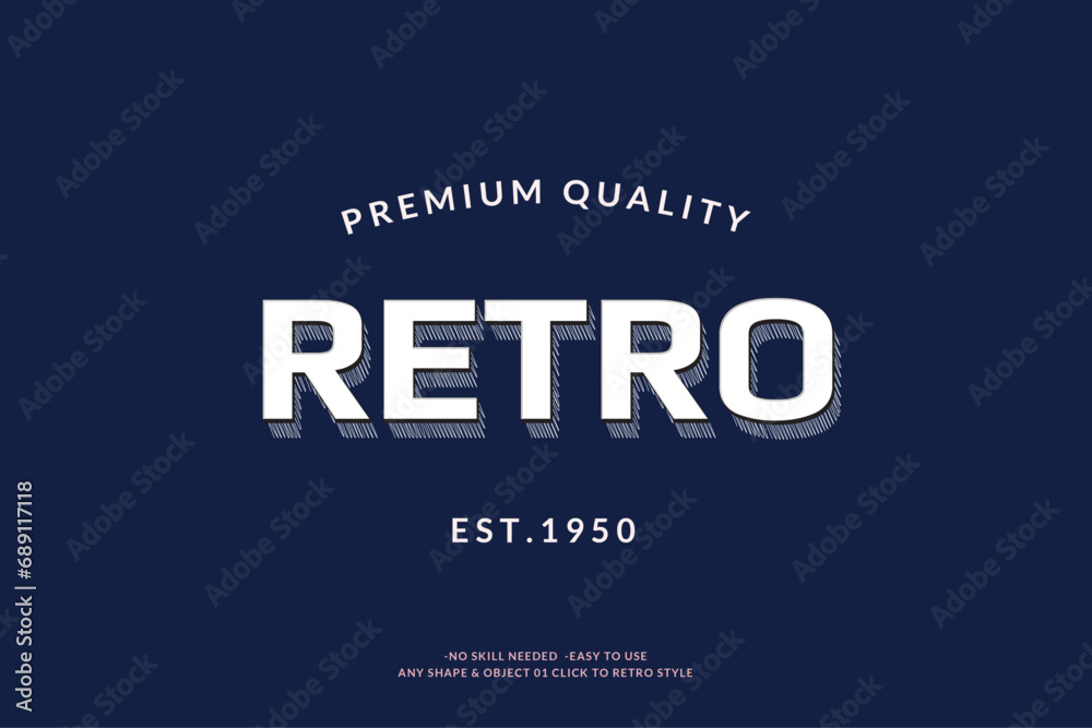 Modern Vintage Text Effect Template With 3d Style Editable Object And font effect.