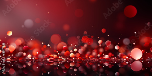Lichter Bokeh in leuchtend roten Farben als Hintergrundmotiv für Webdesign im Querformat für Banner, ai generativ