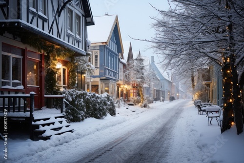 Winter view of street in Trondheim city
