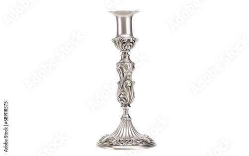 Ornate Vintage Silver Candlestick On Isolated Background