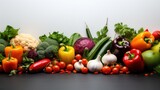 Fresh vegetables background, white background with vegetables