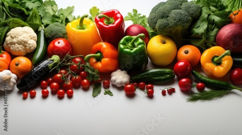 Fresh vegetables background, white background with vegetables