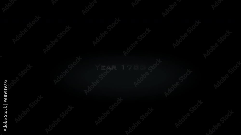 Year 1765 3D title metal text on black alpha channel background Year 1765 3D title metal text on black alpha channel background