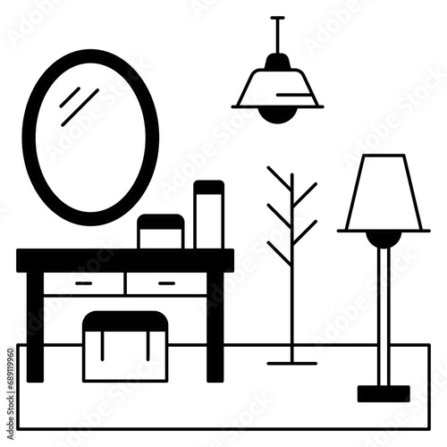 Guesthouse dressing room interior Concept Vector Icon Design, Hotel and Motel Services Symbol, Vacations Rental Sign, Restaurant Supplies Stock Illustration