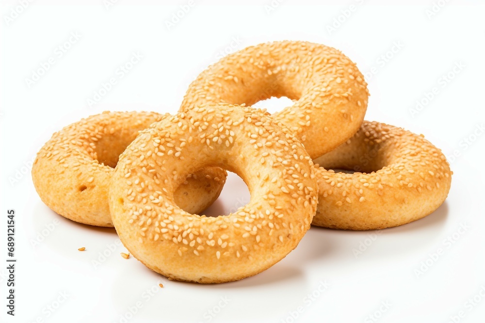 Sesame Rings Isolated on Transparent Background. Ai