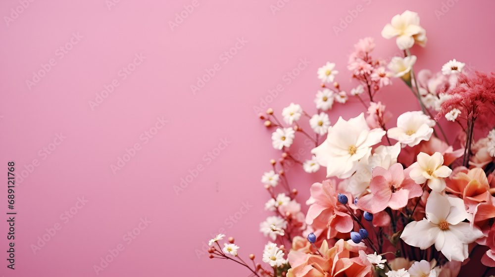 flowers on pastal pink