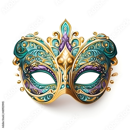 carnival mask isolated on white, Carnival Venetian mask on white background, Female or Male Carnival Mask with Golden ornaments. The new year part of colorful mask isolated on white background.  © Ashian