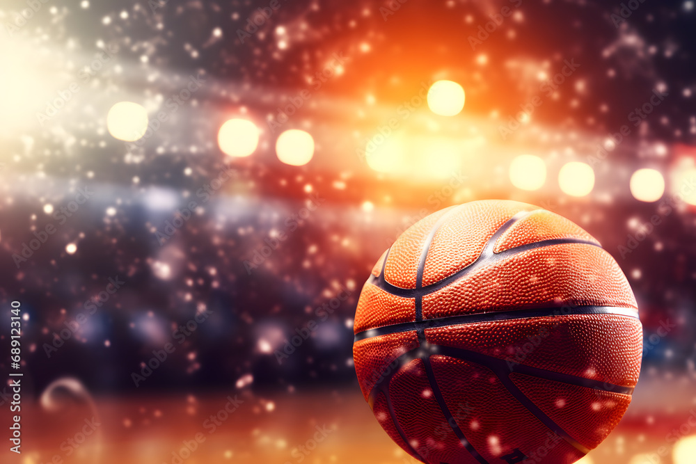 Basketball in the court with a blurred background