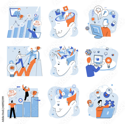 Innovative solution vector illustration. Aspiration is heartbeat, pulsating through veins efficient thinking and innovation The canvas success is painted with strokes innovative solutions and smart
