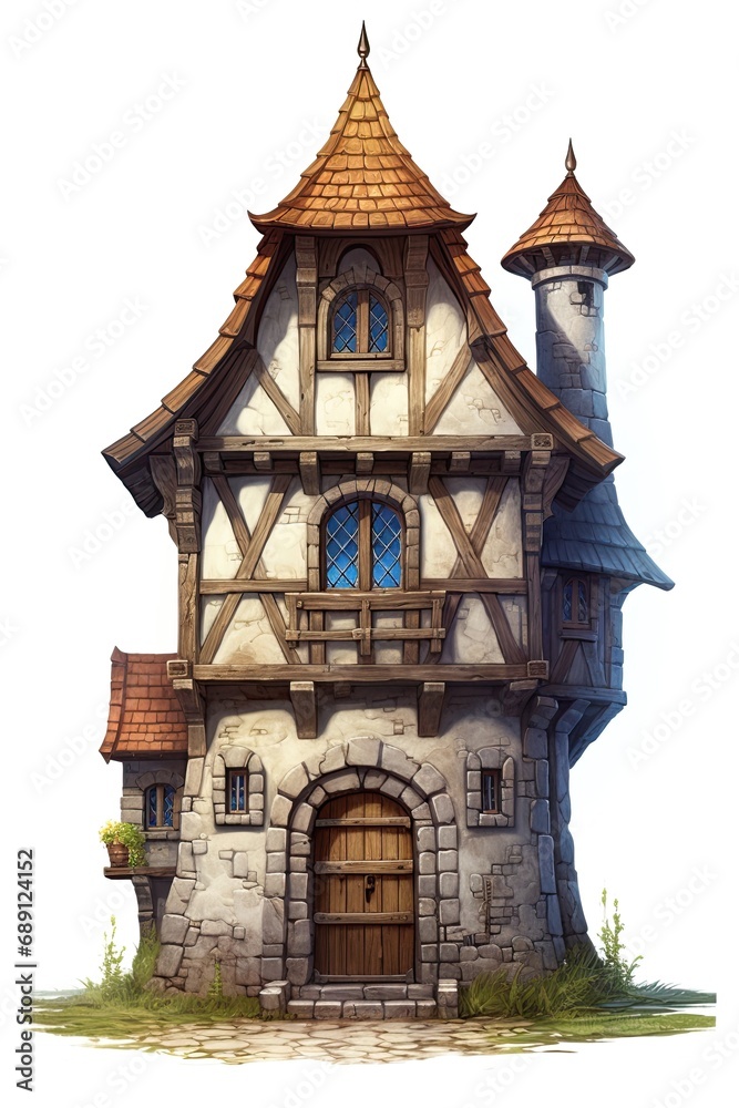 House in european medieval architecture style. Fantasy, fairytale concept. Ai Generative House in european medieval architecture style. Fantasy, fairytale concept. Ai Generative