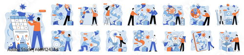 Business data analysis vector illustration. Technology weaves tapestry digital data exploration Investigation is sculptor shaping form strategic analysis Occupation finds meaning in language