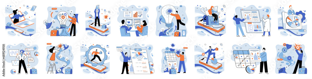 Innovation business vector illustration. Brainstorming sessions, fertile ground for cultivating innovative ideas Strategy is blueprint guiding construction successful business plan Financial Innovation business vector illustration. Brainstorming sessions, fertile ground for cultivating innovative ideas Strategy is blueprint guiding construction successful business plan Financial