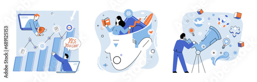 Brainstorming vector illustration. The canvas success is painted with strokes brainstorming and professional planning The symphony achievement resonates with harmonies brainstorming and creative minds
