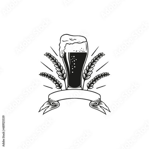 beer glass logo template silhouette illustration