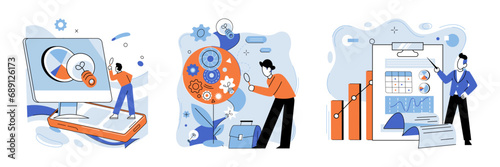 Digital transformation vector illustration. Cyberspace is playground for development online solutions Technology is architect designing blueprint for progress The internet is highway leading to future