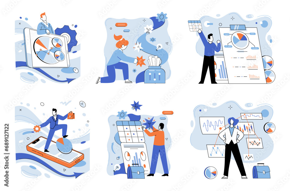 Business automation vector illustration. Automated efficiency is heartbeat in body success Engineering and business automation form dynamic duo Intelligent processes pave road to business automation