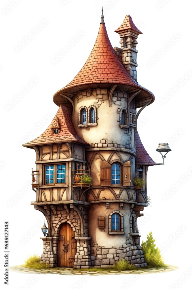 Obraz premium House in european medieval architecture style. Fantasy, fairytale concept. Ai Generative