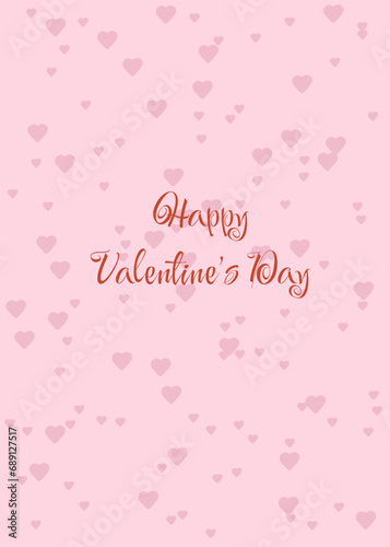 Happy Valentine's Day flyer template. Greeting seasonal card with hearts. Illustration for love holiday theme on pink background