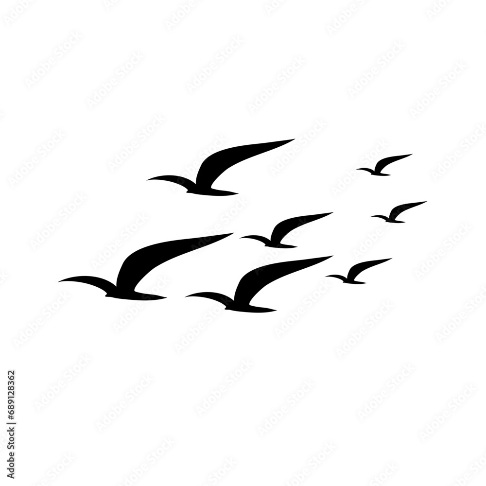 Flying Seagull Silhouette