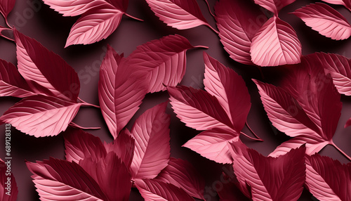 pink background with gold embossed leaves  seamless repeating pattern created with Generative Ai