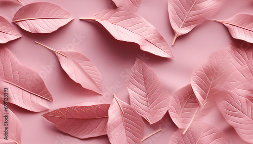 pink background with gold embossed leaves  seamless repeating pattern created with Generative Ai