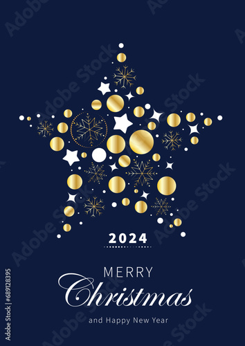 Luxury Christmas Greeting card design vector. Christmas star art on dark blue background. Design illustration for cover, greeting card, print, poster, wallpaper