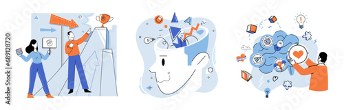 Idea generation vector illustration. Intelligence and creativity dance in harmony, choreographed by rhythm idea generation The success project lies in alchemy idea generation and strategic thinking