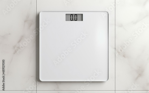 Closeup electronic weight scales top view angle