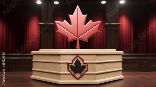 canadian flag on wooden background photo