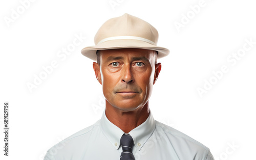 Clean Shave Male Cricket Umpire With Hat Isolated on a Transparent Background PNG. photo
