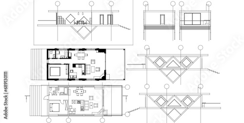  modern house plan 3d illustration	
