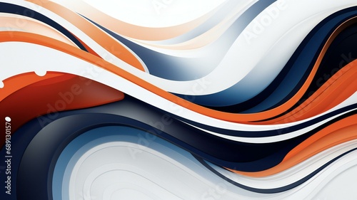 a painting of an abstract pattern design with orange, blue and white