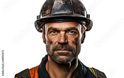 Canvas-taulu Miner Man In Mining Suit Isolated on a Transparent Background PNG