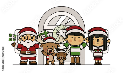 Jingle Bells with Santa Claus, Reindeer, and Family