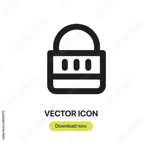 Padlock icon vector. Linear-style sign for mobile concept and web design. Padlock symbol illustration. Pixel vector graphics - Vector.	