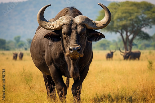 African buffalo in savanna, National Reserve created with Generative Ai