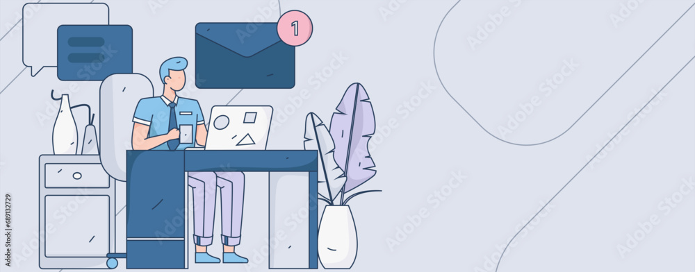 Fototapeta premium Business People Flat Vector Concept Operation Hand Drawn Illustration 