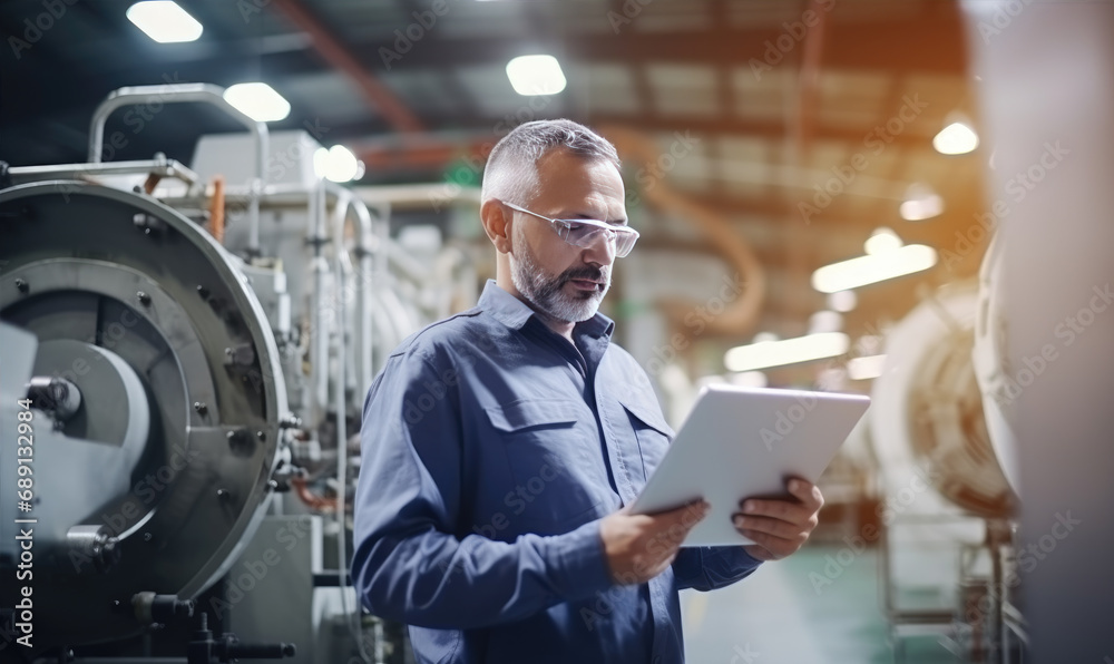 Engineer planning work steps for good effectivity, Technical Blueprints ...