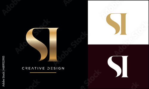 Alphabet letters Si or IS logo monogram