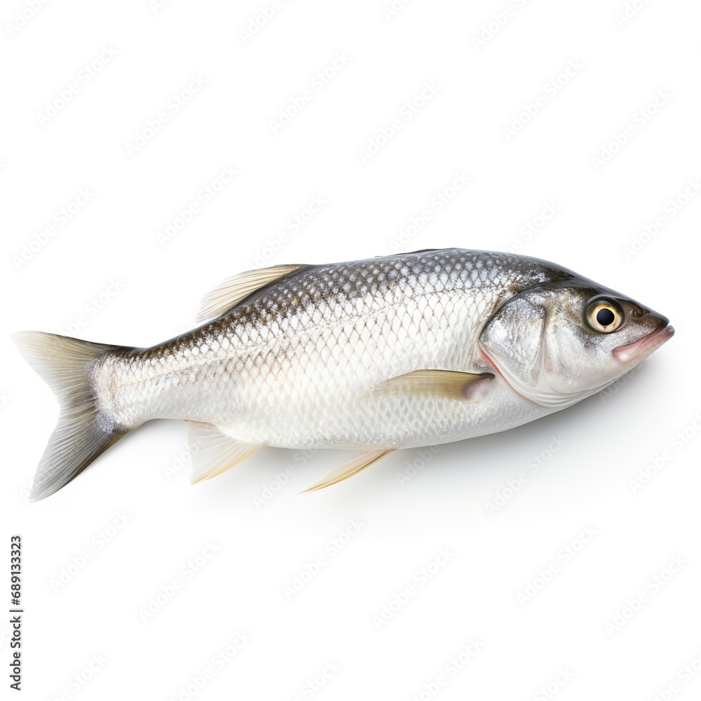 Professional food photography of Whitefish, isolated on white background, Whitefish isolated on white background Professional food photography of Whitefish, isolated on white background, Whitefish isolated on white background