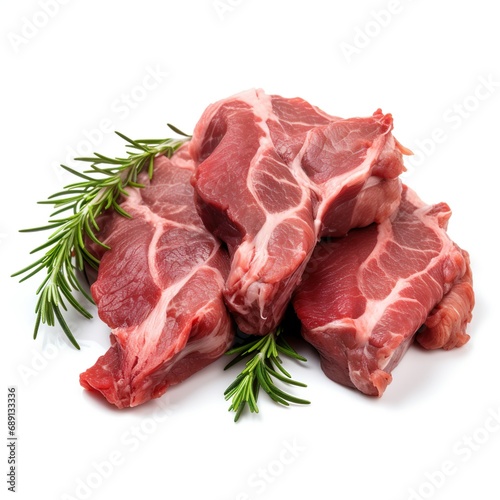 Professional food photography of Wild boar meat, isolated on white background, Wild boar meat isolated on white background
