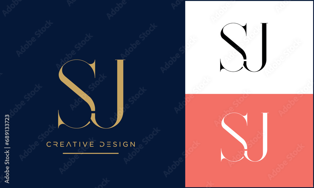 Alphabet letters icon logo SJ or JS monogram - obrazy, fototapety, plakaty 