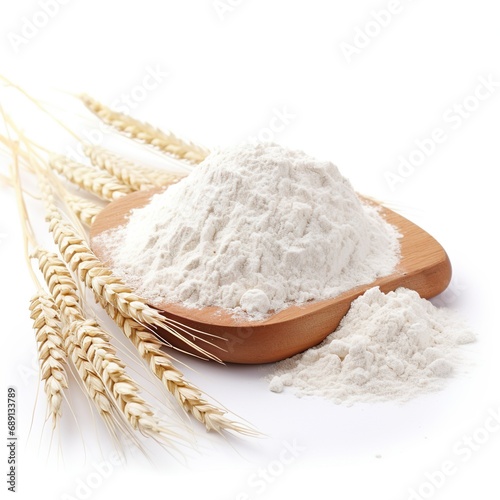 Professional food photography of Barley flour, isolated on white background, Barley flour isolated on white background