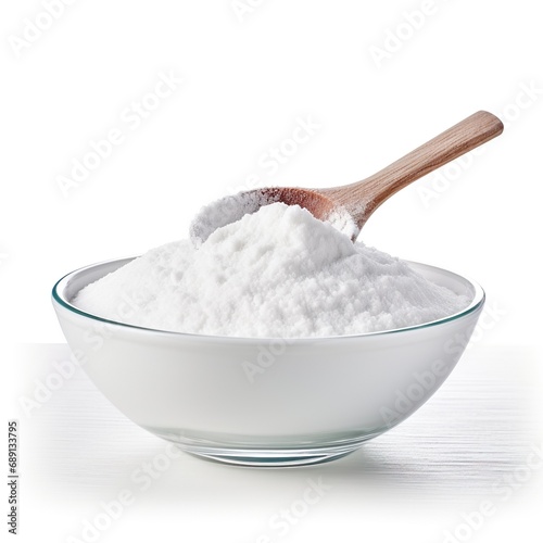 Professional food photography of Baking soda, isolated on white background,  Baking soda isolated on white background