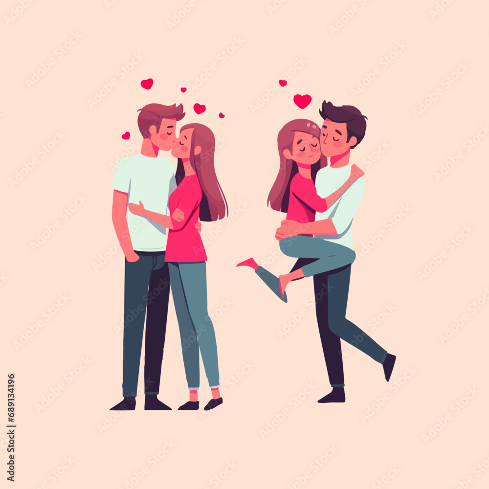 A couple in love valentine's day special flat vector illustration A couple in love valentine's day special flat vector illustration