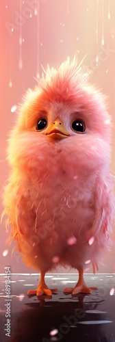 cute kawaii chick bird 3d realistic extra vertical © Yulia