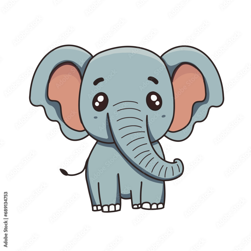 Cute elephant wild safari african animals for kids, children clipart, vector illustration