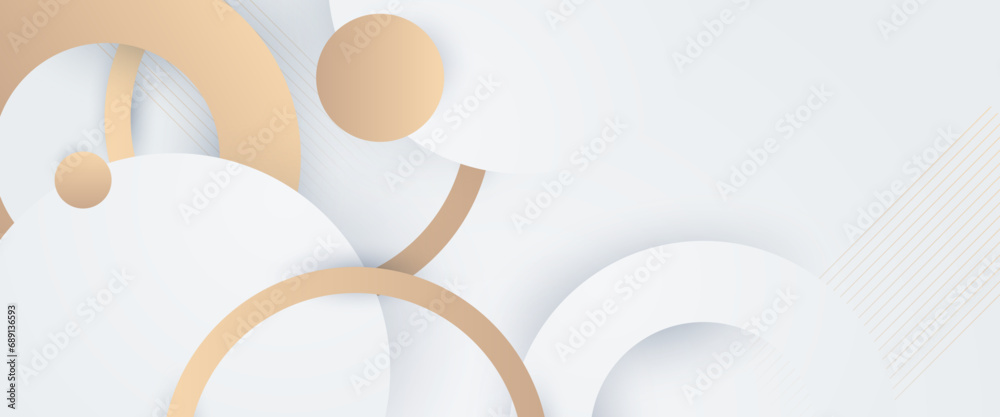 3D white gold geometric abstract background overlap layer on bright space decoration. Minimalist modern graphic design element cutout style concept for banner, flyer, card, or brochure cover 3D white gold geometric abstract background overlap layer on bright space decoration. Minimalist modern graphic design element cutout style concept for banner, flyer, card, or brochure cover